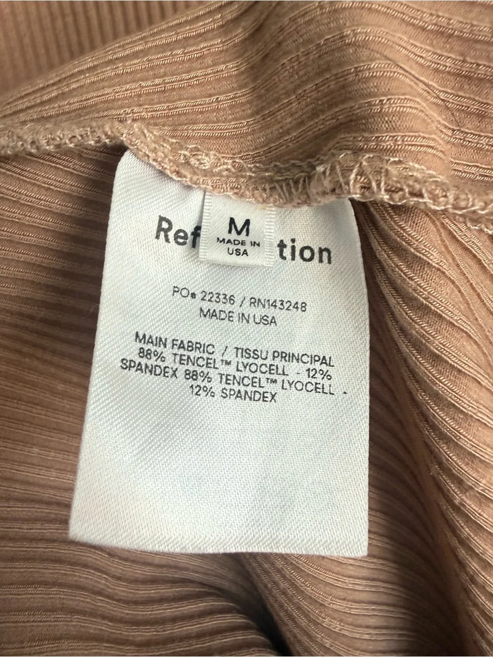 Reformation Bodysuit Ribbed with Low Cut Scoop Back Size Medium in Brown